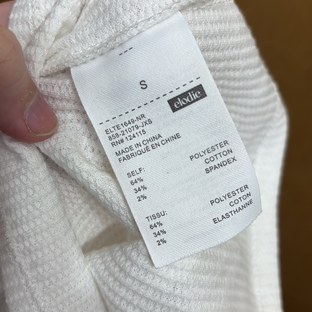 NWOT Elodie White Off The Shoulder Waffle Knit Top Cropped S - Picture 7 of 12